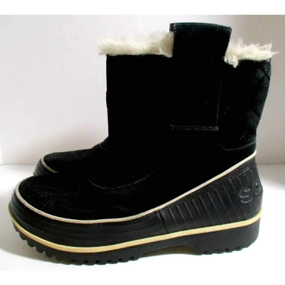 Sorel Women's Black Suede Ankle Winter Boots Size 8 READ